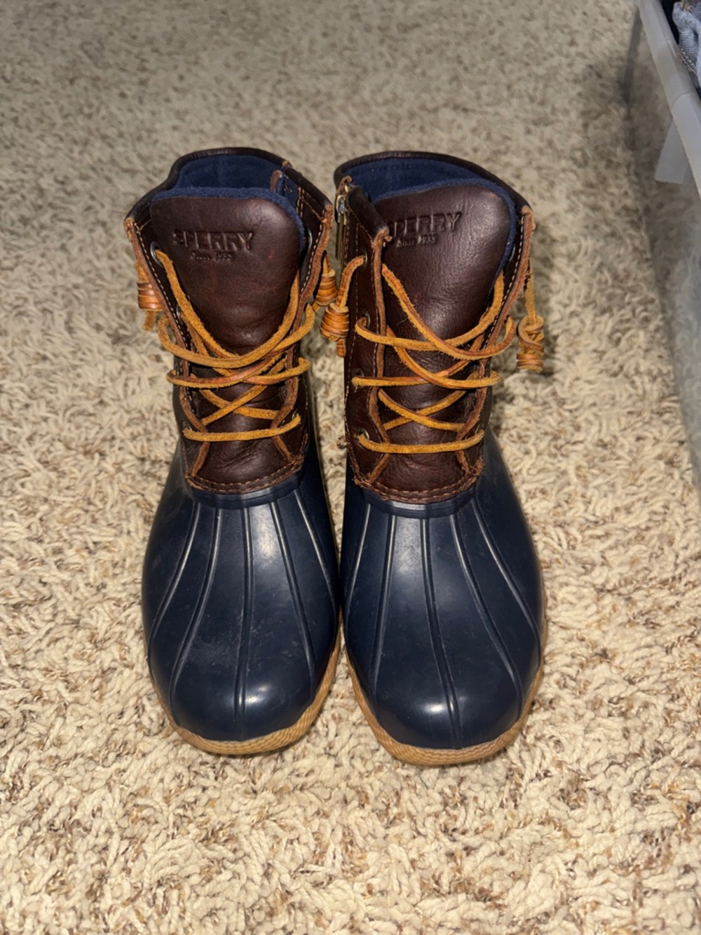 Sperry Navy and Brown Waterproof Lace-Up Boots